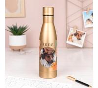 Wanapix | Bouteille en Acier Inoxydable avec Photo 100% Personnalisée | Couleur Dorée | 500 ml | Double Paroi Isotherme | Ajoutez Vos Photos et Textes | Garde le Chaud et le Froid