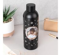 Wanapix | Bouteille en Acier Inoxydable avec Photo 100% Personnalisée | Couleur Noire | 800 ml | Simple Paroi | Ajoutez Vos Photos et Textes | Sans Métaux Lourds | Personnalisation 360º