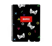 Wanapix | Cahier A4 Personnalisé | Inclut 100 Feuilles Quadrillées de 80 gr | Couverture 250 gr personnalisée avec Nom | Cahier à Spirale Noire | Idéal pour l'École et le Primaire | Gamer