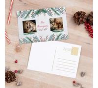 Wanapix | Carte de Noël Personnalisée | Carte Postale avec Photo et Texte | Carte de Voeux Noël | 15 x 10 cm | 1 unité | Feuilles de Noel