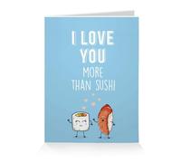 Wanapix | Carte Saint Valentin Personnalisée avec Noms | Cadeau Original pour St Valentin | Carte Doubles | Cadeaux Anniversarie | 15 x 20 cm - Sushi