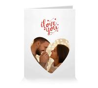 Wanapix | Carte Saint Valentin Personnalisée avec Photo | Cadeau Original pour St Valentin | Carte Doubles | Cadeaux Anniversarie | 15 x 20 cm - Coeur