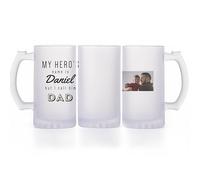 Wanapix | Chope à Bière Personnalisable | Verre Personnalisé Fêtè des Pères | Personnalisable avec du Texte | Cadeau Anniversaire pour Papa | 500 ml | Verre Opaque | My hero