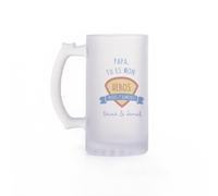 Wanapix | Chope à Bière Personnalisable | Verre Personnalisé Fêtè des Pères | Personnalisable avec du Texte | Cadeau Anniversaire pour Papa | 500 ml | Verre Opaque | Papa, tu es mon héros