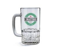 Wanapix | Chope à Bière Personnalisée avec Nom | Verre Transparent | 500 ml | Passe au Lave-vaisselle | Design Marque Verte