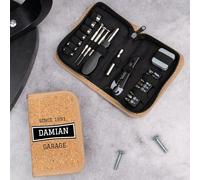 Wanapix | Coffret à outils personnalisé | Étui en Liège | Coffret Personnalisé avec Nom et Texte | Compris des outils tels que le Tournevis de Précision | Garage