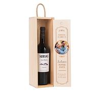 Wanapix | Coffret à vin personnalisé avec bouteille | Cadeau original pour mariages et anniversaires | Vin bio | Compartiment individuel | Étui personnalisable | Blanc