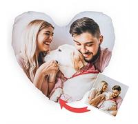 Wanapix |Coussin Coeur Personnalisé avec Foto et Texte | Rembourrage Inclus | Impression Totale des 2 Côtés | Pas de Marges | Taie Amovible et Lavable en Machine | Saint-Valentin | 50 cm