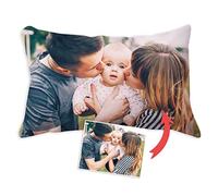 Wanapix |Coussin Personnalisé avec Foto et Texte | Rembourrage Inclus | Impression Totale des 2 Côtés | Pas de Marges | Taie Amovible et Lavable en Machine | 40 x 25 cm