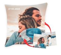 Wanapix |Coussin Personnalisé avec Foto et Texte | Rembourrage Inclus | Impression Totale des 2 Côtés | Pas de Marges | Taie Amovible et Lavable en Machine | Carré 35 cm