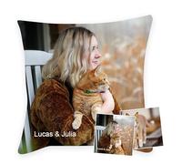 Wanapix |Coussin Personnalisé avec Foto et Texte | Rembourrage Inclus | Impression Totale des 2 Côtés | Pas de Marges | Taie Amovible et Lavable en Machine | Carré 45 cm