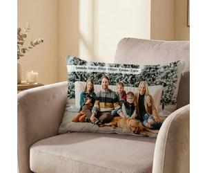 Wanapix |Coussin Personnalisé avec Foto et Texte | Rembourrage Inclus | Impression Totale des 2 Côtés | Pas de Marges | Taie Amovible et Lavable en Machine | 55 x 35 cm