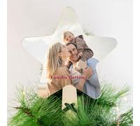 Wanapix | Étoile de Sapin de Noël Personnalisée avec Photo| Bois | Étoile Pointes Arbre de Nativité| Topper Star Treetop | Christmas Decoration | 17x25 cm | À Partir de Zéro