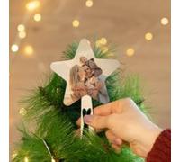Wanapix | Étoile de Sapin de Noël Personnalisée avec Photo| Bois | Étoile Pointes Arbre de Nativité | Topper Star Treetop | Christmas Decoration | 11x16 cm | 100% personnalisé