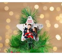 Wanapix | Étoile de Sapin de Noël Personnalisée avec Photo| Étoile Pointes Arbre de Nativité| Topper Star Treetop | Christmas Decoration | Acrylique 11x16 cm | 100% personnalisé