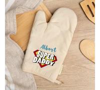 Wanapix | Gant de Cuisine Personnalisé | Coton Bio | Inclut Un Ruban | Résistant à la Chaleur | Manique imprimée avec Texte | Cadeau Original pour Noël/fête des Pères | Daddy