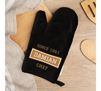 Wanapix | Gant de Cuisine Personnalisé | Coton Bio | Inclut Un Ruban | Résistant à la Chaleur | Manique imprimée avec Nom avec Texte | Cadeau Original pour Noël/fête des Pères | Profession
