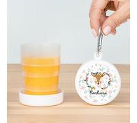 Wanapix | Gobelet en plastique pour enfants | Verre à nom personnalisé | Gobelet en plastique pliable | Retour à l'école/Garderie | Sans BPA | Gobelet pour enfants | 220ml | Cerf