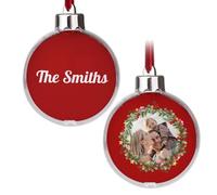 Wanapix | Grande Boule de Noël Personnalisé avec Photo et Texte | Photos Interchangeables | Deux Côtés | Décorations de l'arbre de Noël | XL 12 cm | Couronne