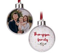 Wanapix | Grande Boule de Noël Personnalisé avec Photo et Texte | Photos Interchangeables | Deux Côtés | Décorations de l'arbre de Noël | XL 12 cm | Branche de Noel