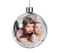 Wanapix | Grande Boule de Noël Personnalisé avec Photo et Texte | Photos Interchangeables | Deux Côtés | Décorations de l'arbre de Noël | XL 12 cm | 100% Personnalisé