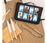 Wanapix | Kit Barbecue Personnalisé | Fête de Pères | Ustensiles BBQ | Malette Contient 6 Accessoires Barbecue | Cadeau Homme Anniversaire | LetterPapa