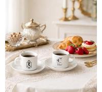 Wanapix | Lot de 2 sets à Espresso Personnalisés | Céramique Personnalisée | 100ml | Compatible lave-vaisselle | Jane Austen