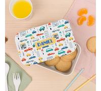 Wanapix | Lunch box Personnalisable Enfant | Boîte à Goûter avec Nom |Lunch/Sandwich | École | Sans BPA | Couverts Inclus | 1 Litre | Voitures