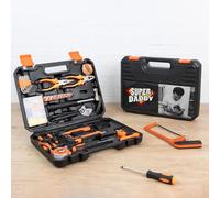 Wanapix | Mallette Personnalisée avec Outils | Plastique Rigide | Comprend 19 outils variés | Fermeture Sécurisée | Personnalisez avec Photo et Prénom | Noir M - Super Daddy