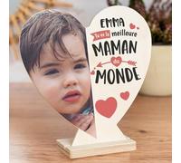 Wanapix | Maman Carte Cœur en Bois Personnalisé | Cadeau Fete des Meres | Anniversaire Maman | Cadeau Original | 16x18cm | Maman de cœur