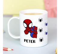 Wanapix | Mug Incassable en Plastique Personnalisé | Tasse Personnalisée avec Nom | Rentrée des classes/Jardin d'enfants/Crèche| Sans BPA | Tasse pour enfants | 325ml | Spider Hero