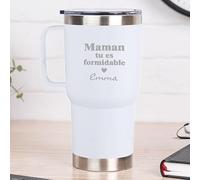 Wanapix | Mug Thermique Double Couche Personnalisé | Capacité 600 ml | Couleur Banc | Conserve le Froid et le Chaud pendant des Heures | Gravé avec Nom | Cadeau Fête des Mères | Maman tu es formidable