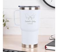 Wanapix | Mug Thermique Double Couche Personnalisé | Capacité 600 ml | Couleur Blanc | Conserve le Froid et le Chaud pendant des Heures | Gravé avec Nom | Cadeau St Valentin | Holding hands