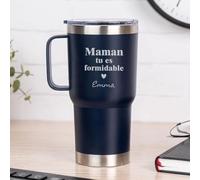 Wanapix | Mug Thermique Double Couche Personnalisé | Capacité 600 ml | Couleur Bleu | Conserve le Froid et le Chaud pendant des Heures | Gravé avec Nom | Cadeau Fête des Mères | Maman tu es formidable