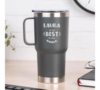 Wanapix | Mug Thermique Double Couche Personnalisé | Capacité 600 ml | Couleur Gris | Conserve le Froid et le Chaud pendant des Heures | Gravé avec Nom | Cadeau Original | Is the Best