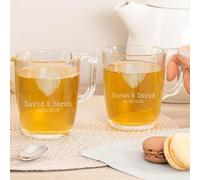 Wanapix | Pack 2 tasses de Thé Personnalisées | exte et Nom Gravés à Laser | 25 cl | Verre Écologique Résistant | Lavable au lave-vaisselle et micro-ondes | Love Floral