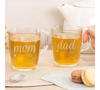 Wanapix | Pack 2 tasses de Thé Personnalisées | exte et Nom Gravés à Laser | 25 cl | Verre Écologique Résistant | Lavable au lave-vaisselle et micro-ondes | Cœur