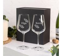 Wanapix | Pack 2 Verres à Vin Personnalisés | Boîte Cadeau Incluse | Verre à Vin en cristal gravés | Pack de Verres Vin en cristal Bohème personnalisables | Name