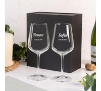 Wanapix | Pack 2 Verres à Vin Personnalisés | Boîte Cadeau Incluse | Verre à Vin en cristal gravés | Pack de Verres Vin en cristal Bohème personnalisables | Texte