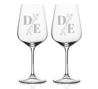 Wanapix | Pack 2 Verres à Vin Personnalisés | Verre à Vin en cristal gravés | Pack de Verres à Vin en cristal Bohème personnalisables par gravure | Initiales