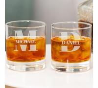 Wanapix | Pack 2 Verres à Whisky Personnalisé | Verre a Rhum avec Nom | 38 onvient au Lave-Vaisselle | Cadeau Original | Initials