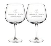Wanapix | Pack 2 Verres Gin Tonic Personnalisable avec Nom | Verre Ballon/Cocktail | Cristal Gravé au Laser | Lavable au Lave-vaisselle | 70cl | Love Ring