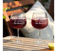 Wanapix | Pack 2 Verres Gin Tonic Personnalisable avec Nom | Verre Ballon/Cocktail | Cristal Gravé au Laser | Lavable au Lave-vaisselle | 70cl | Boit Toujours