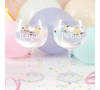 Wanapix | Pack 2 Verres Gin Tonic Personnalisable avec Nom | Verre Ballon/Cocktail | Cristal Gravé au Laser | Lavable au Lave-vaisselle | 70cl | Name