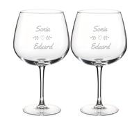 Wanapix | Pack 2 Verres Gin Tonic Personnalisable avec Nom | Verre Ballon/Cocktail | Cristal Gravé au Laser | Lavable au Lave-vaisselle | 70cl | Love heart