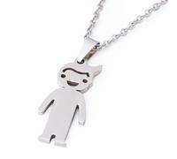 Wanapix | Pendentif Gravé avec Figure de Garçon | Personnalisez sur les 2 Côtés avec Textes Gravés | Modèle : Garçon | Pendentif Personnalisé en Acier Inoxydable