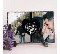 Wanapix | Photo sur Ardoise | Plaque Cadre Photo Personnalisé | Cadeau Saint Valentin | Cadeau original | 14x9cm | Love