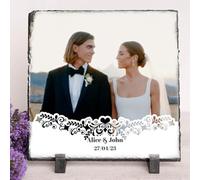 Wanapix | Photo sur Ardoise | Plaque Cadre Photo Personnalisé | Cadeau Saint Valentin | Cadeau original | 19x19cm | Mariage