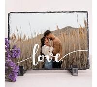 Wanapix | Photo sur Ardoise | Plaque Cadre Photo Personnalisé | Cadeau Saint Valentin | Cadeau original | 19x14cm | Love&Thankful
