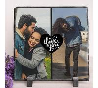 Wanapix | Photo sur Ardoise | Plaque Cadre Photo Personnalisé | Cadeau Saint Valentin | Cadeau original | 19x19cm | Love